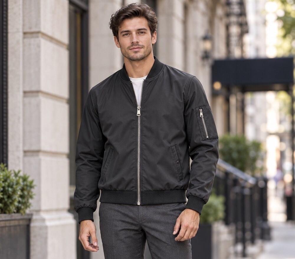 Bernardo Men’s Small Black Bomber Jacket Lightweight Zip Utility Sleeve Pocket